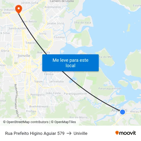 Rua Prefeito Higino Aguiar 579 to Univille map