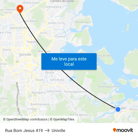 Rua Bom Jesus 419 to Univille map