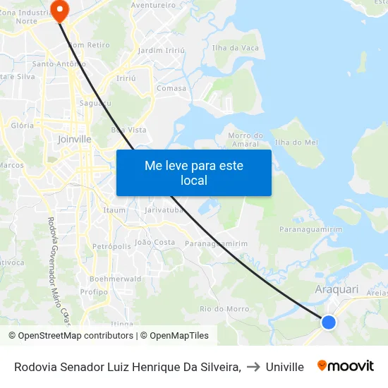 Rodovia Senador Luiz Henrique Da Silveira, to Univille map