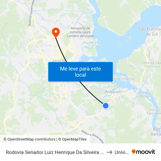 Rodovia Senador Luiz Henrique Da Silveira 2075 to Univille map