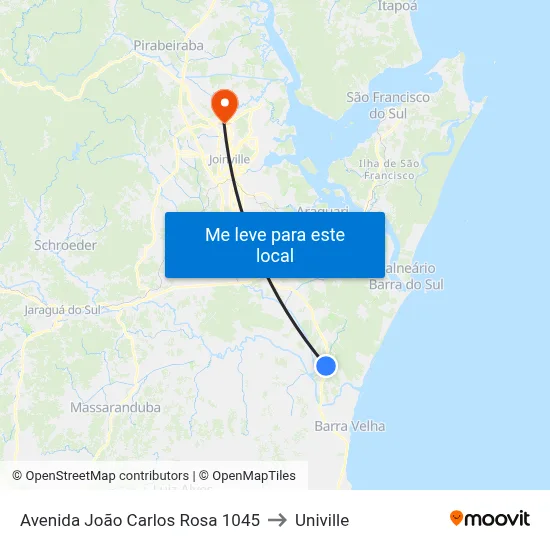 Avenida João Carlos Rosa 1045 to Univille map