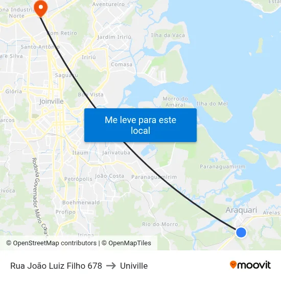 Rua João Luiz Filho 678 to Univille map