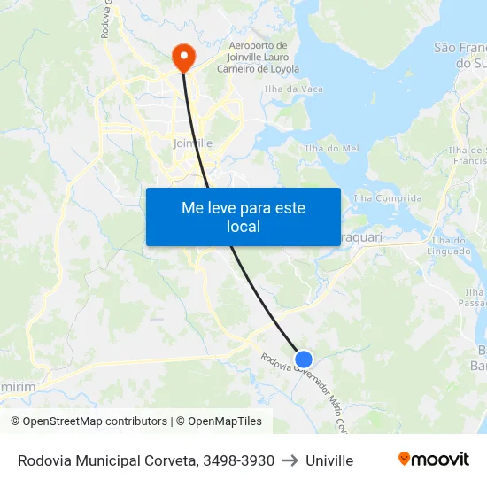 Rodovia Municipal Corveta, 3498-3930 to Univille map