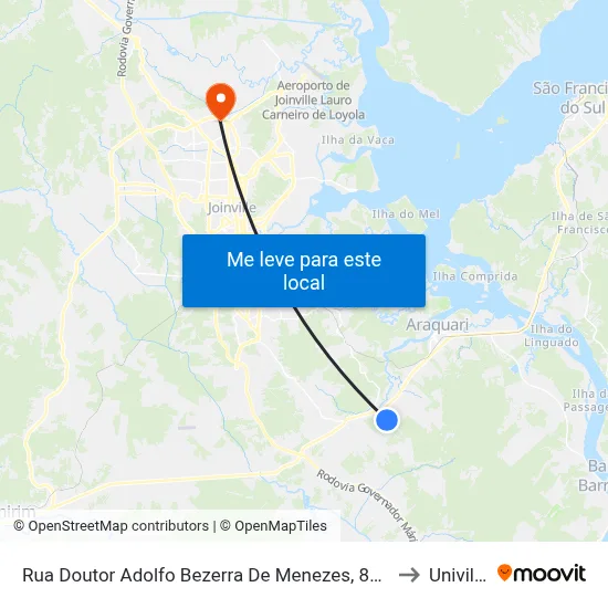 Rua Doutor Adolfo Bezerra De Menezes, 850 to Univille map