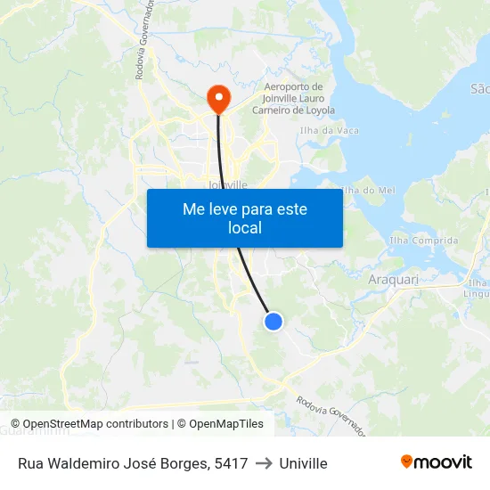 Rua Waldemiro José Borges, 5417 to Univille map