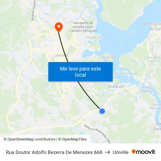 Rua Doutor Adolfo Bezerra De Menezes 668 to Univille map