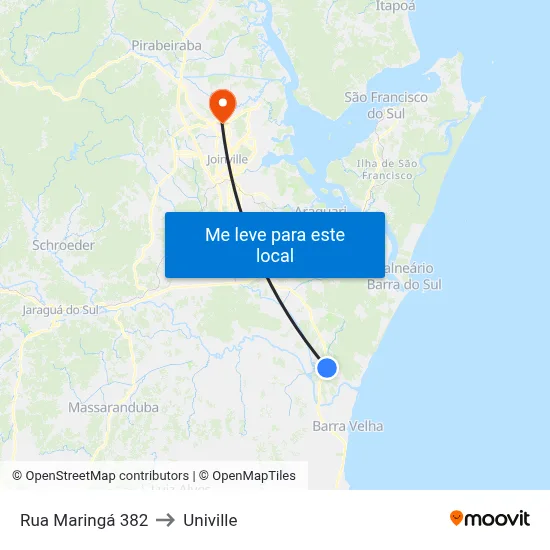 Rua Maringá 382 to Univille map