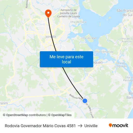 Rodovia Governador Mário Covas 4581 to Univille map