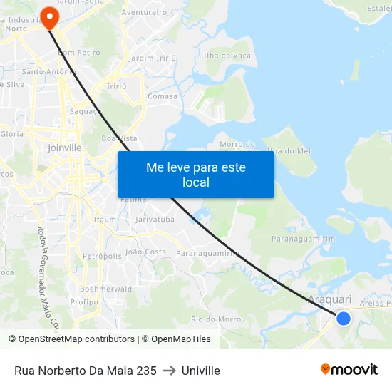 Rua Norberto Da Maia 235 to Univille map