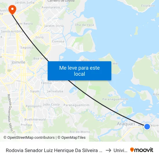 Rodovia Senador Luiz Henrique Da Silveira 10400 to Univille map