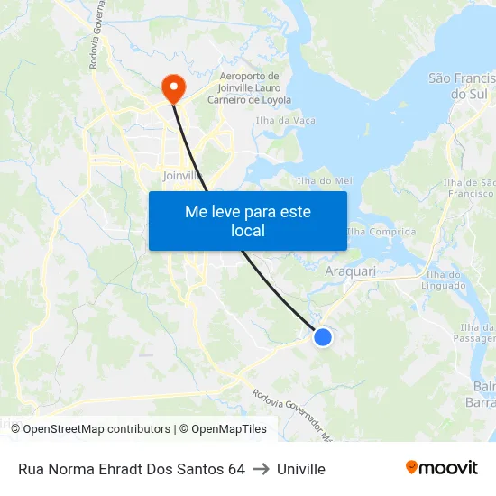 Rua Norma Ehradt Dos Santos 64 to Univille map