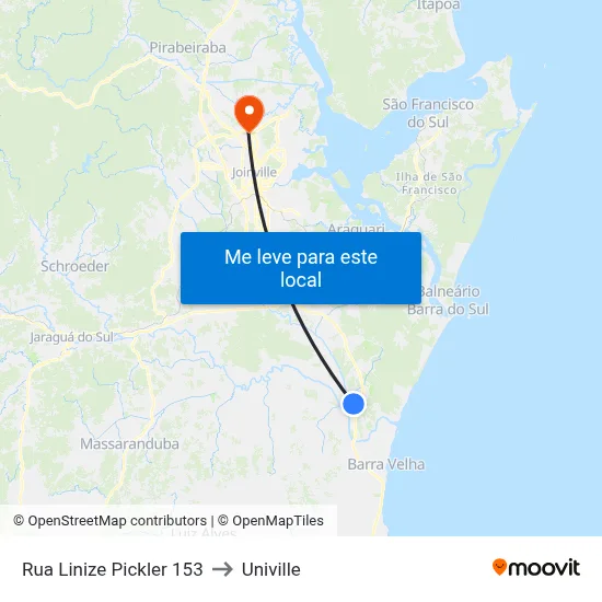 Rua Linize Pickler 153 to Univille map