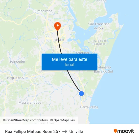 Rua Fellipe Mateus Ruon 257 to Univille map