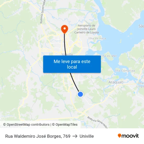 Rua Waldemiro José Borges, 769 to Univille map