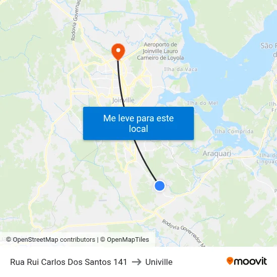Rua Rui Carlos Dos Santos 141 to Univille map