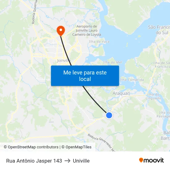 Rua Antônio Jasper 143 to Univille map