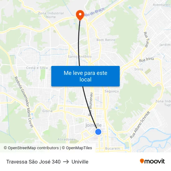 Travessa São José 340 to Univille map