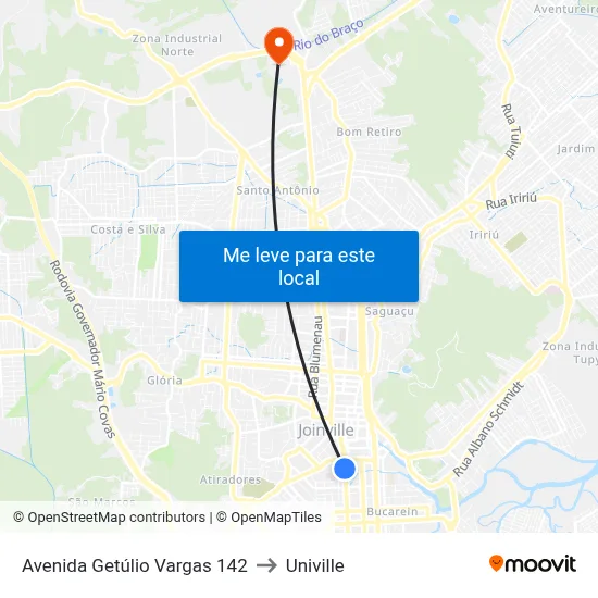 Avenida Getúlio Vargas 142 to Univille map