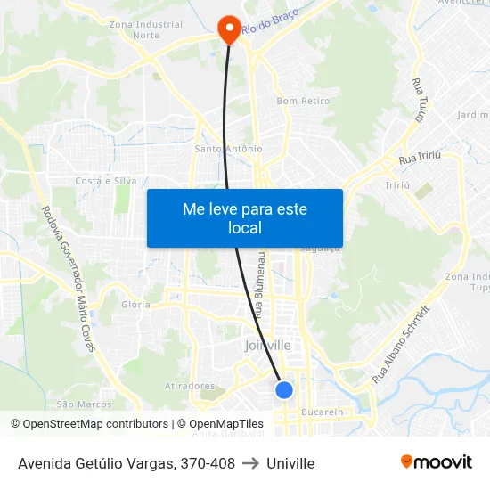 Avenida Getúlio Vargas, 370-408 to Univille map