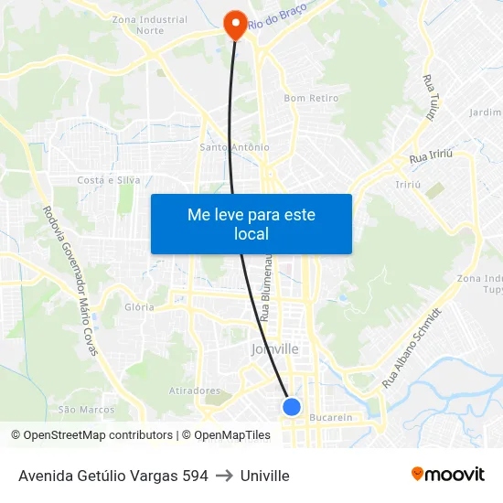 Avenida Getúlio Vargas 594 to Univille map