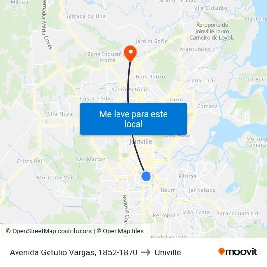 Avenida Getúlio Vargas, 1852-1870 to Univille map