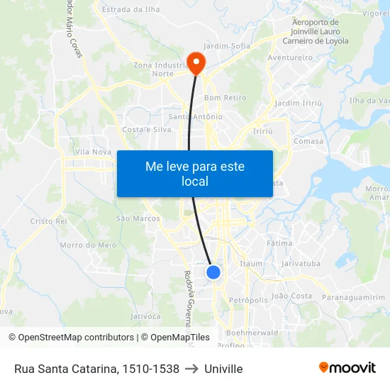 Rua Santa Catarina, 1510-1538 to Univille map