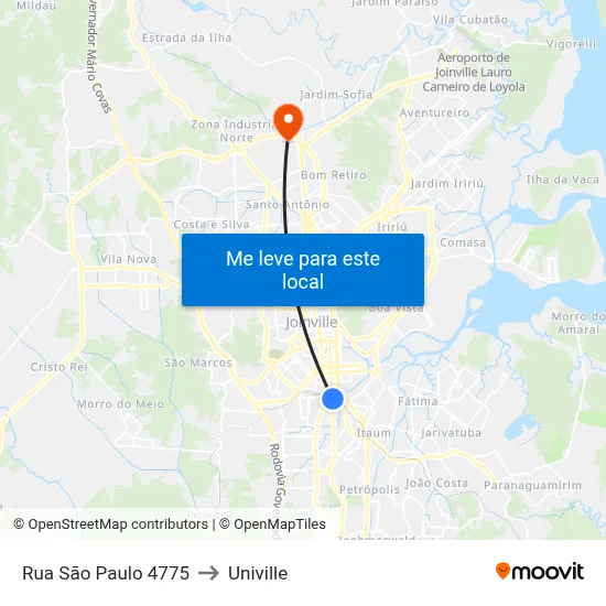 Rua São Paulo 4775 to Univille map