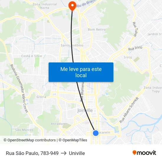 Rua São Paulo, 783-949 to Univille map