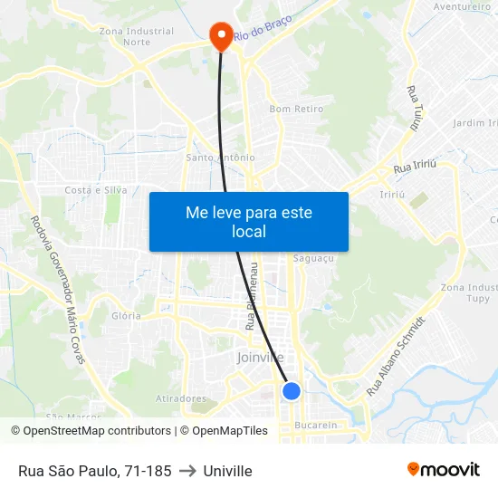 Rua São Paulo, 71-185 to Univille map
