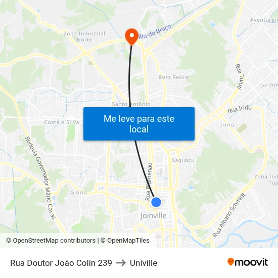 Rua Doutor João Colin 239 to Univille map