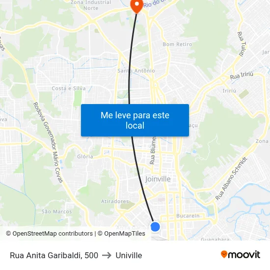 Rua Anita Garibaldi, 500 to Univille map