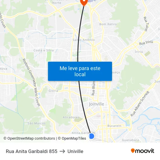 Rua Anita Garibaldi 855 to Univille map