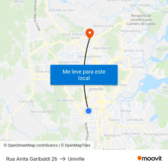 Rua Anita Garibaldi 26 to Univille map