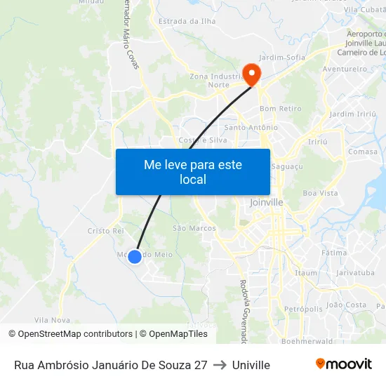 Rua Ambrósio Januário De Souza 27 to Univille map