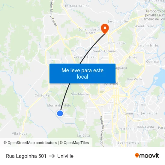 Rua Lagoinha 501 to Univille map