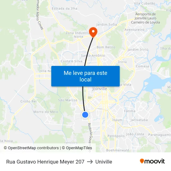 Rua Gustavo Henrique Meyer 207 to Univille map