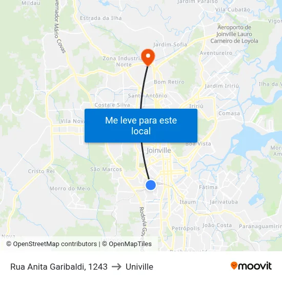 Rua Anita Garibaldi, 1243 to Univille map