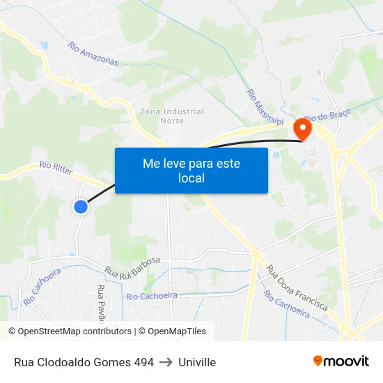Rua Clodoaldo Gomes 494 to Univille map