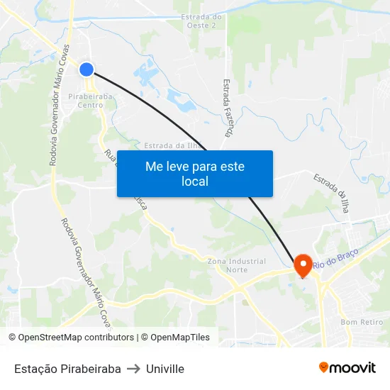Estação Pirabeiraba to Univille map
