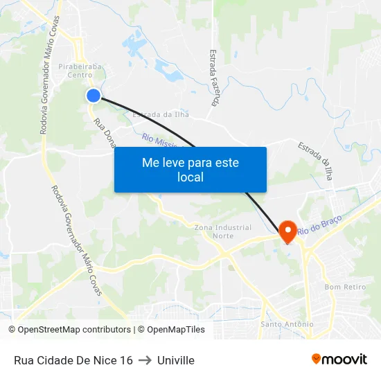 Rua Cidade De Nice 16 to Univille map