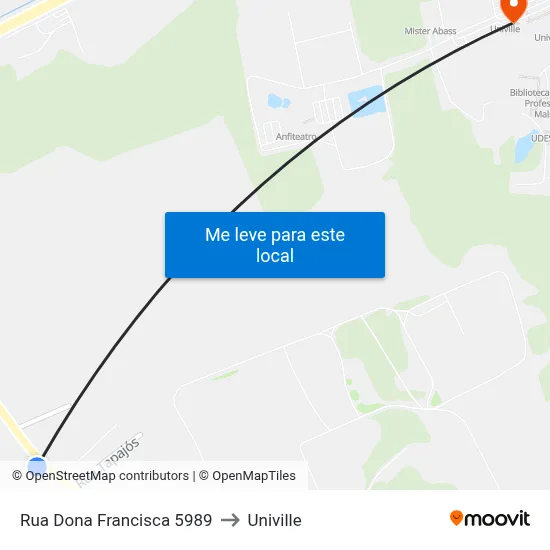 Rua Dona Francisca 5989 to Univille map