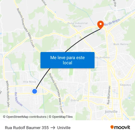 Rua Rudolf Baumer 355 to Univille map