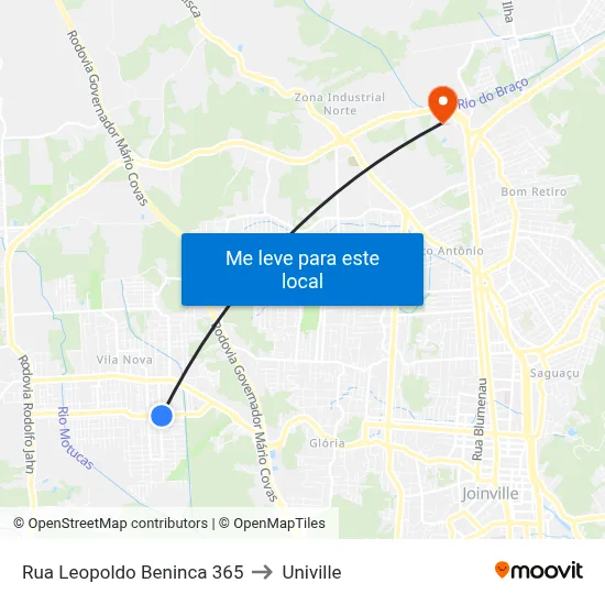 Rua Leopoldo Beninca 365 to Univille map