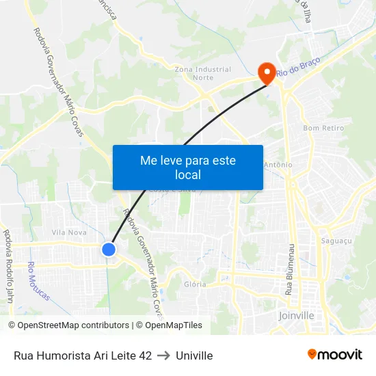 Rua Humorista Ari Leite 42 to Univille map