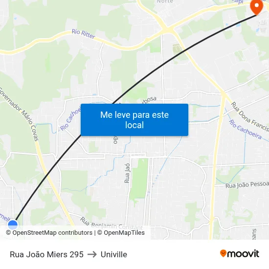 Rua João Miers 295 to Univille map