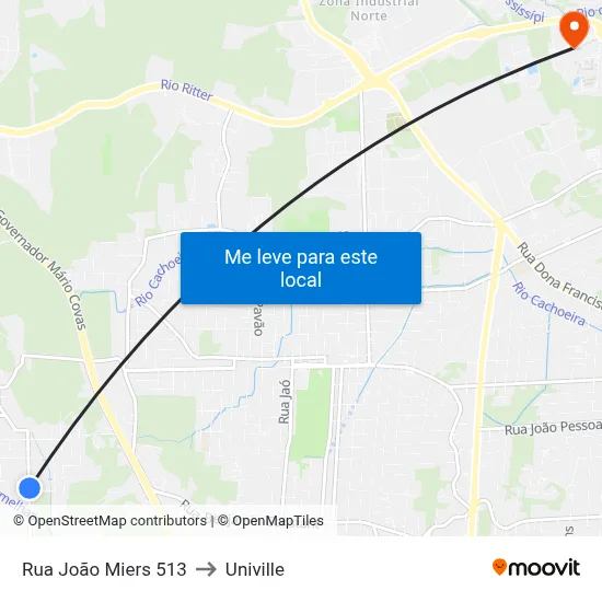 Rua João Miers 513 to Univille map