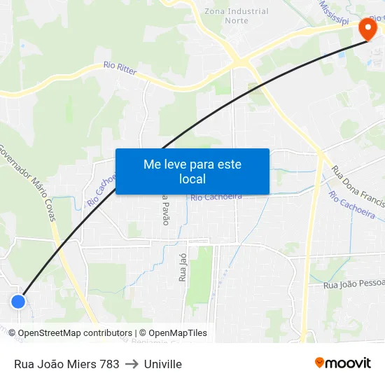 Rua João Miers 783 to Univille map