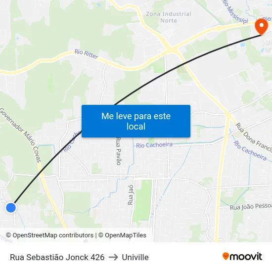 Rua Sebastião Jonck 426 to Univille map