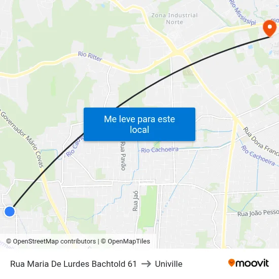 Rua Maria De Lurdes Bachtold 61 to Univille map