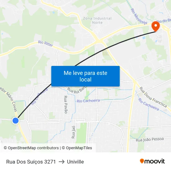Rua Dos Suíços 3271 to Univille map